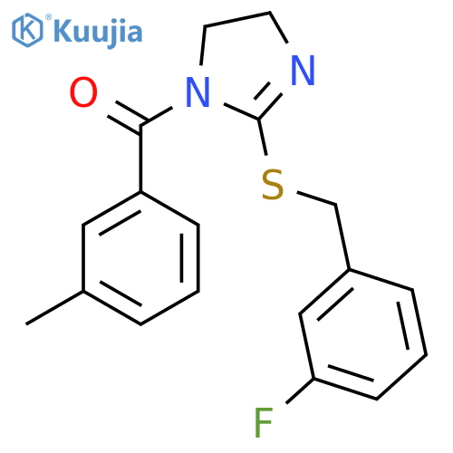2-{(3-fluorophenyl)methylsulfanyl}-1-(3-methylbenzoyl)-4,5-dihydro-1H-imidazole structure