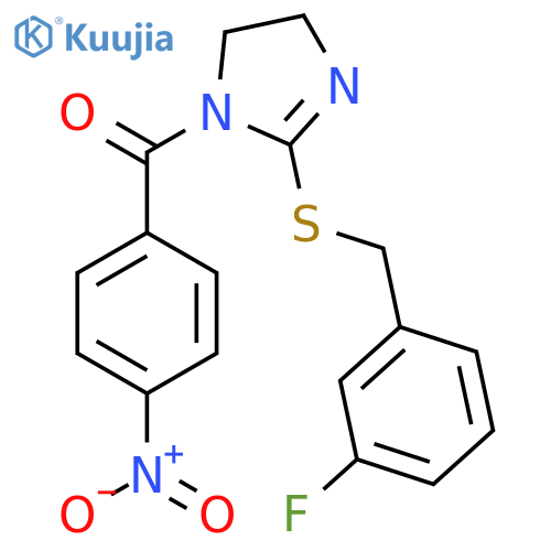 2-{(3-fluorophenyl)methylsulfanyl}-1-(4-nitrobenzoyl)-4,5-dihydro-1H-imidazole structure