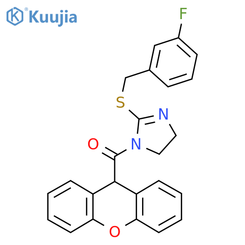 2-{(3-fluorophenyl)methylsulfanyl}-1-(9H-xanthene-9-carbonyl)-4,5-dihydro-1H-imidazole structure