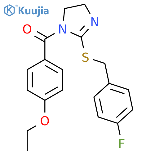 1-(4-ethoxybenzoyl)-2-{(4-fluorophenyl)methylsulfanyl}-4,5-dihydro-1H-imidazole structure