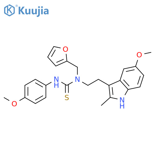 3-(furan-2-yl)methyl-3-2-(5-methoxy-2-methyl-1H-indol-3-yl)ethyl-1-(4-methoxyphenyl)thiourea structure