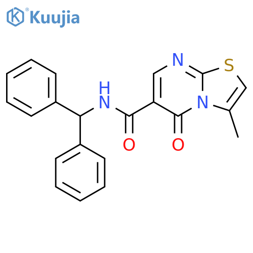 N-(diphenylmethyl)-3-methyl-5-oxo-5H-1,3thiazolo3,2-apyrimidine-6-carboxamide structure