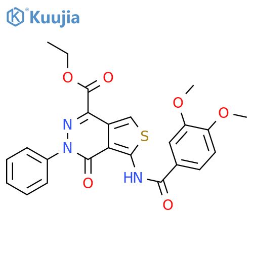 ethyl 5-(3,4-dimethoxybenzamido)-4-oxo-3-phenyl-3H,4H-thieno3,4-dpyridazine-1-carboxylate structure