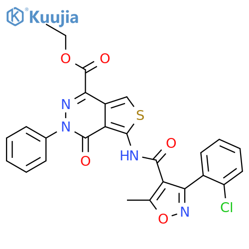 ethyl 5-3-(2-chlorophenyl)-5-methyl-1,2-oxazole-4-amido-4-oxo-3-phenyl-3H,4H-thieno3,4-dpyridazine-1-carboxylate structure