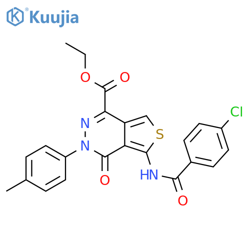 ethyl 5-(4-chlorobenzamido)-3-(4-methylphenyl)-4-oxo-3H,4H-thieno3,4-dpyridazine-1-carboxylate structure