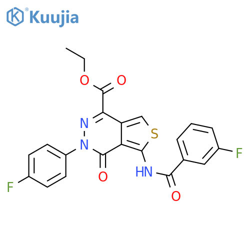 ethyl 5-(3-fluorobenzamido)-3-(4-fluorophenyl)-4-oxo-3H,4H-thieno3,4-dpyridazine-1-carboxylate structure