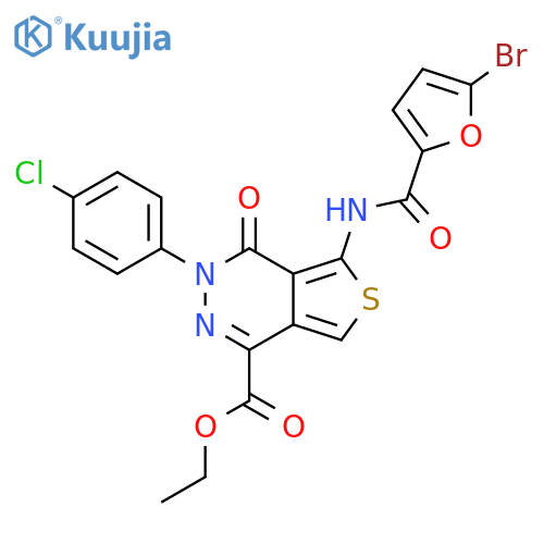 ethyl 5-(5-bromofuran-2-amido)-3-(4-chlorophenyl)-4-oxo-3H,4H-thieno3,4-dpyridazine-1-carboxylate structure