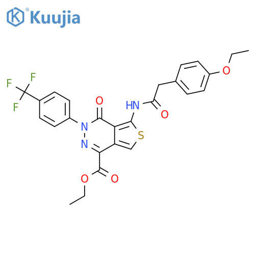 ethyl 5-2-(4-ethoxyphenyl)acetamido-4-oxo-3-4-(trifluoromethyl)phenyl-3H,4H-thieno3,4-dpyridazine-1-carboxylate structure