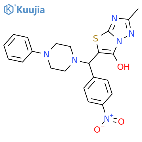 2-methyl-5-(4-nitrophenyl)(4-phenylpiperazin-1-yl)methyl-1,2,4triazolo3,2-b1,3thiazol-6-ol structure