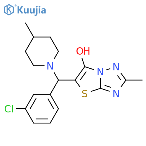 5-(3-chlorophenyl)(4-methylpiperidin-1-yl)methyl-2-methyl-1,2,4triazolo3,2-b1,3thiazol-6-ol structure