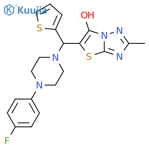 5-{4-(4-fluorophenyl)piperazin-1-yl(thiophen-2-yl)methyl}-2-methyl-1,2,4triazolo3,2-b1,3thiazol-6-ol structure
