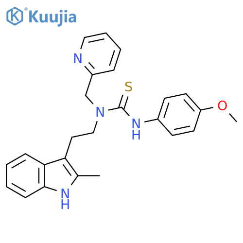 1-(4-methoxyphenyl)-3-2-(2-methyl-1H-indol-3-yl)ethyl-3-(pyridin-2-yl)methylthiourea structure