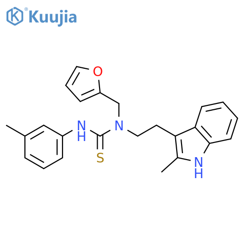 3-(furan-2-yl)methyl-3-2-(2-methyl-1H-indol-3-yl)ethyl-1-(3-methylphenyl)thiourea structure