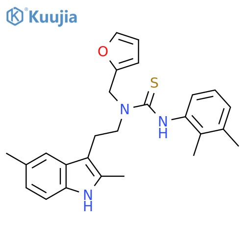 3-2-(2,5-dimethyl-1H-indol-3-yl)ethyl-1-(2,3-dimethylphenyl)-3-(furan-2-yl)methylthiourea structure