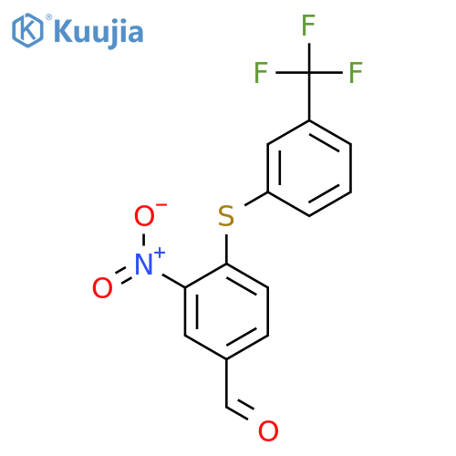 3-Nitro-4-{3-(trifluoromethyl)phenyl-sulfanyl}benzenecarbaldehyde structure