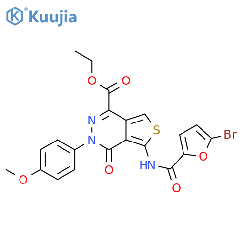 ethyl 5-(5-bromofuran-2-amido)-3-(4-methoxyphenyl)-4-oxo-3H,4H-thieno3,4-dpyridazine-1-carboxylate structure