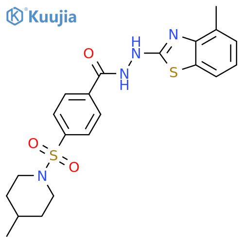 N'-(4-methyl-1,3-benzothiazol-2-yl)-4-(4-methylpiperidin-1-yl)sulfonylbenzohydrazide structure