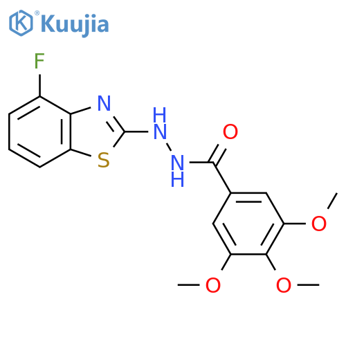 N'-(4-fluoro-1,3-benzothiazol-2-yl)-3,4,5-trimethoxybenzohydrazide structure