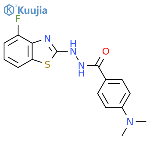 4-(dimethylamino)-N'-(4-fluoro-1,3-benzothiazol-2-yl)benzohydrazide structure