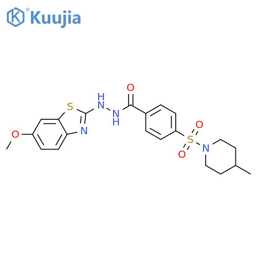 N'-(6-methoxy-1,3-benzothiazol-2-yl)-4-(4-methylpiperidin-1-yl)sulfonylbenzohydrazide structure