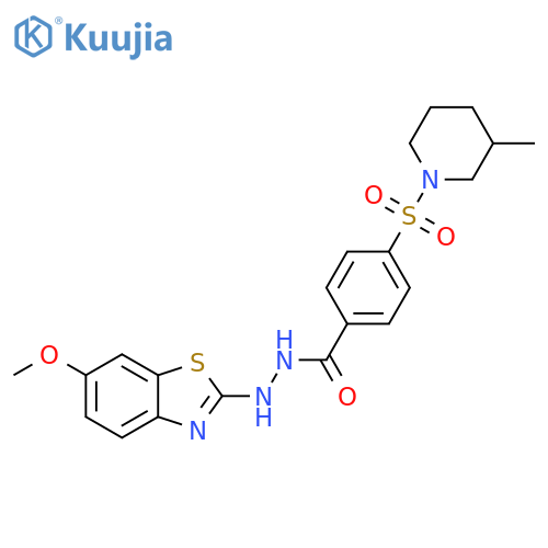 N'-(6-methoxy-1,3-benzothiazol-2-yl)-4-(3-methylpiperidin-1-yl)sulfonylbenzohydrazide structure