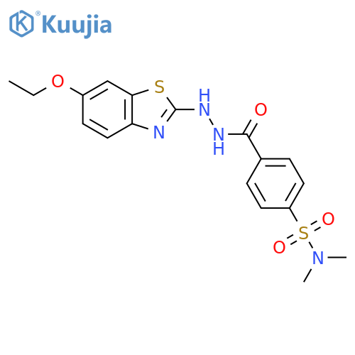 4-N'-(6-ethoxy-1,3-benzothiazol-2-yl)hydrazinecarbonyl-N,N-dimethylbenzene-1-sulfonamide structure