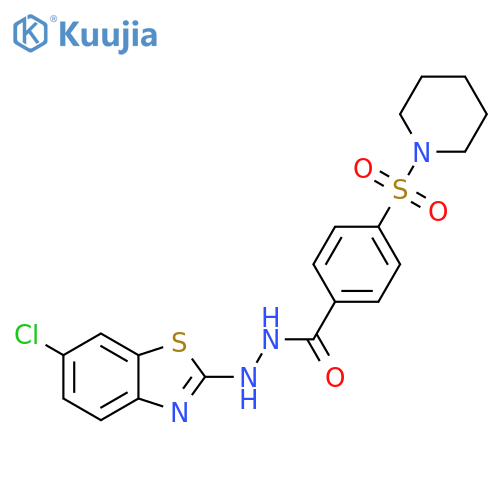 N'-(6-chloro-1,3-benzothiazol-2-yl)-4-(piperidine-1-sulfonyl)benzohydrazide structure