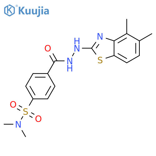 4-N'-(4,5-dimethyl-1,3-benzothiazol-2-yl)hydrazinecarbonyl-N,N-dimethylbenzene-1-sulfonamide structure