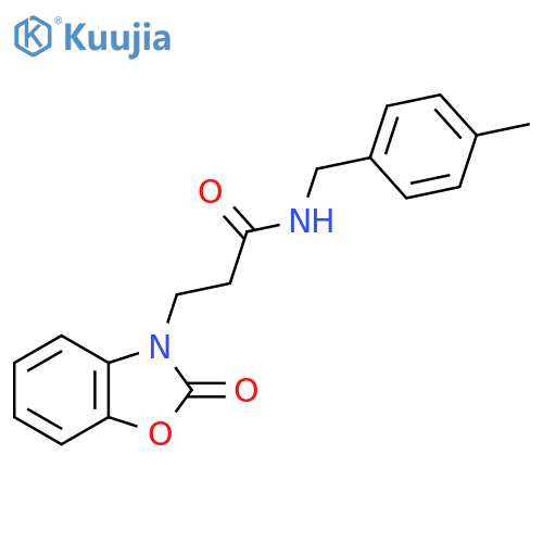 N-(4-methylphenyl)methyl-3-(2-oxo-2,3-dihydro-1,3-benzoxazol-3-yl)propanamide structure