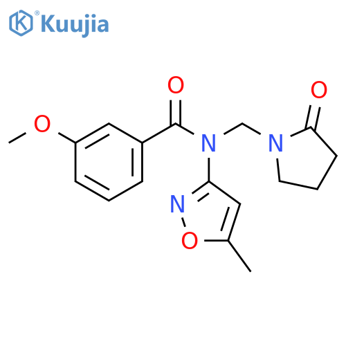 3-methoxy-N-(5-methyl-1,2-oxazol-3-yl)-N-(2-oxopyrrolidin-1-yl)methylbenzamide structure