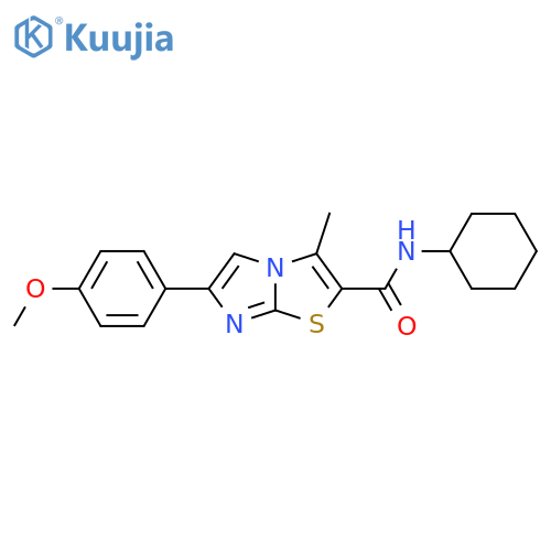 N-cyclohexyl-6-(4-methoxyphenyl)-3-methylimidazo2,1-b1,3thiazole-2-carboxamide structure