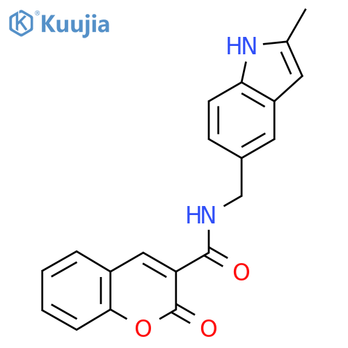 N-(2-methyl-1H-indol-5-yl)methyl-2-oxo-2H-chromene-3-carboxamide structure
