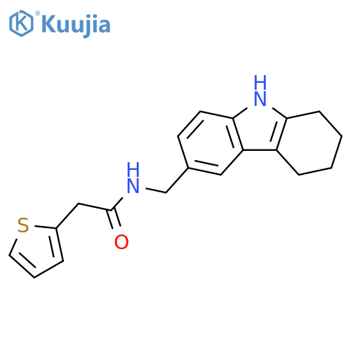 N-(2,3,4,9-tetrahydro-1H-carbazol-6-yl)methyl-2-(thiophen-2-yl)acetamide structure