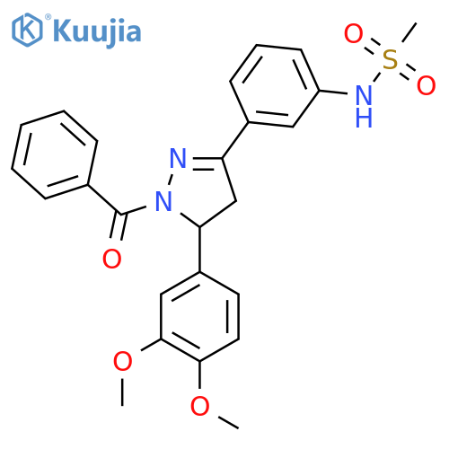 N-{3-1-benzoyl-5-(3,4-dimethoxyphenyl)-4,5-dihydro-1H-pyrazol-3-ylphenyl}methanesulfonamide structure