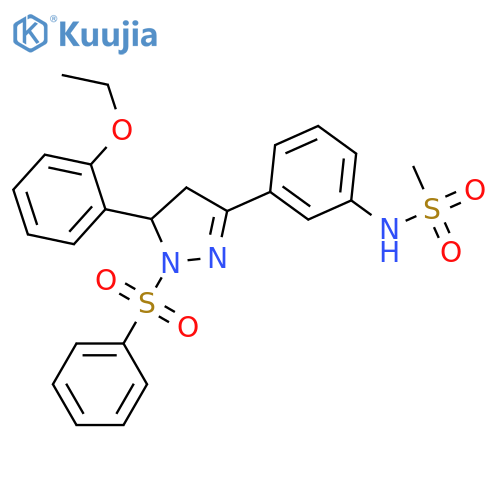 N-{3-1-(benzenesulfonyl)-5-(2-ethoxyphenyl)-4,5-dihydro-1H-pyrazol-3-ylphenyl}methanesulfonamide structure