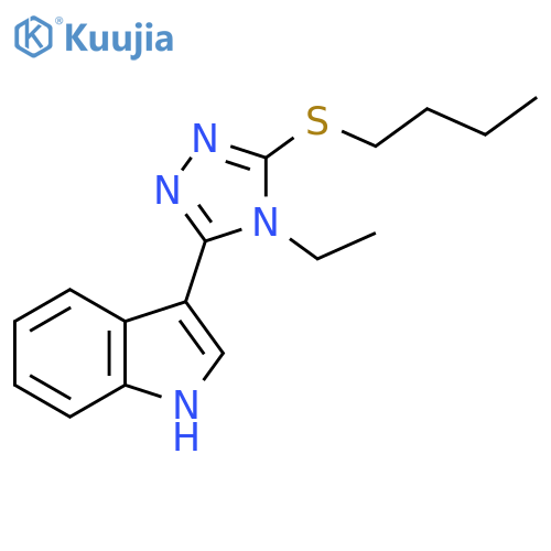 3-5-(butylsulfanyl)-4-ethyl-4H-1,2,4-triazol-3-yl-1H-indole structure
