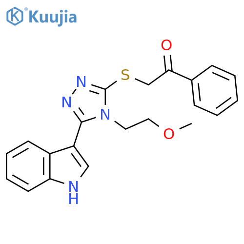 2-{5-(1H-indol-3-yl)-4-(2-methoxyethyl)-4H-1,2,4-triazol-3-ylsulfanyl}-1-phenylethan-1-one structure