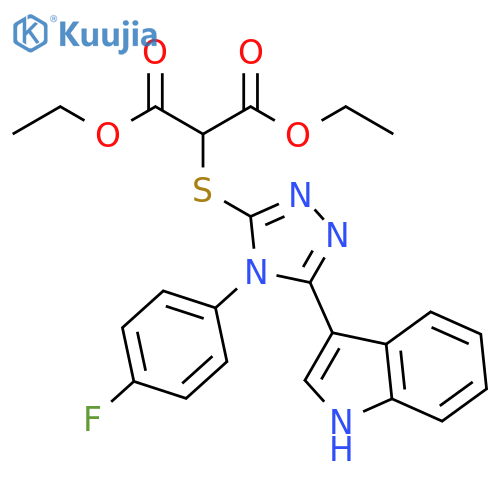 1,3-diethyl 2-{4-(4-fluorophenyl)-5-(1H-indol-3-yl)-4H-1,2,4-triazol-3-ylsulfanyl}propanedioate structure