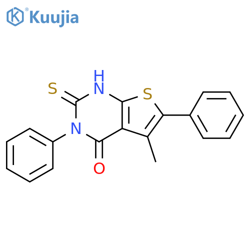 5-methyl-3,6-diphenyl-2-sulfanyl-3H,4H-thieno2,3-dpyrimidin-4-one structure