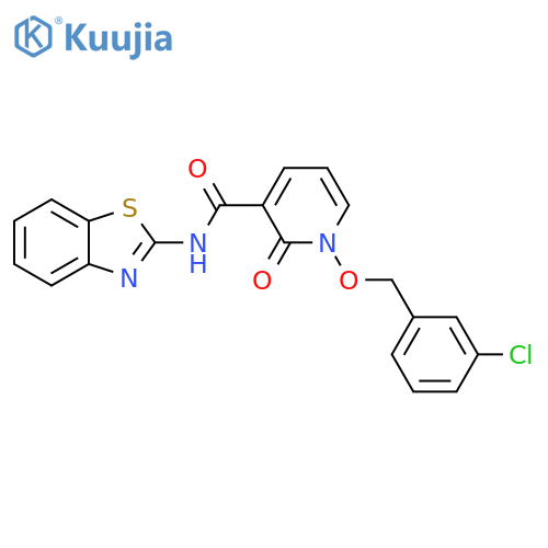 N-(1,3-benzothiazol-2-yl)-1-(3-chlorophenyl)methoxy-2-oxo-1,2-dihydropyridine-3-carboxamide structure