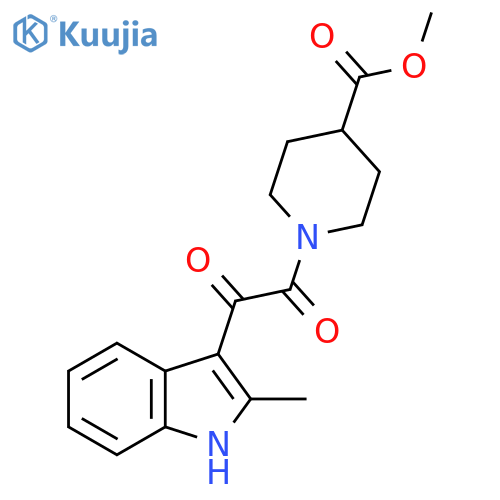 methyl 1-2-(2-methyl-1H-indol-3-yl)-2-oxoacetylpiperidine-4-carboxylate structure