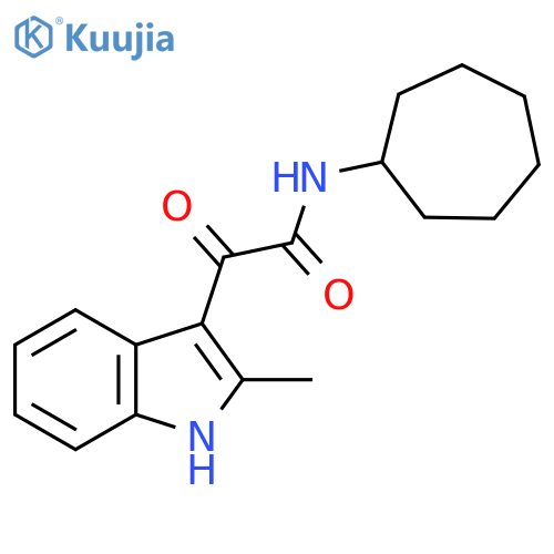 N-cycloheptyl-2-(2-methyl-1H-indol-3-yl)-2-oxoacetamide structure