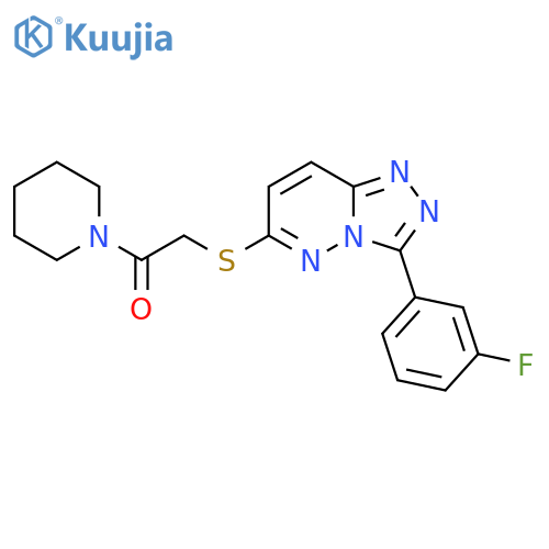 2-{3-(3-fluorophenyl)-1,2,4triazolo4,3-bpyridazin-6-ylsulfanyl}-1-(piperidin-1-yl)ethan-1-one structure