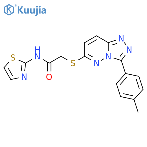 2-{3-(4-methylphenyl)-1,2,4triazolo4,3-bpyridazin-6-ylsulfanyl}-N-(1,3-thiazol-2-yl)acetamide structure