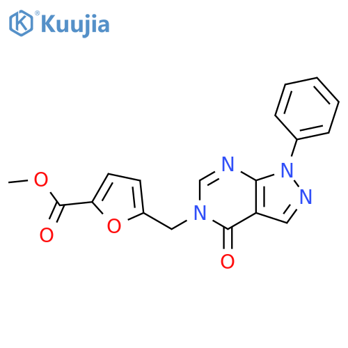 methyl 5-({4-oxo-1-phenyl-1H,4H,5H-pyrazolo3,4-dpyrimidin-5-yl}methyl)furan-2-carboxylate structure