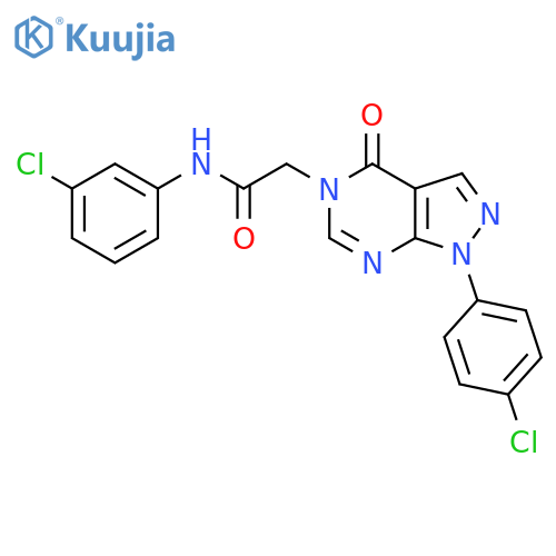 N-(3-chlorophenyl)-2-1-(4-chlorophenyl)-4-oxo-1H,4H,5H-pyrazolo3,4-dpyrimidin-5-ylacetamide structure
