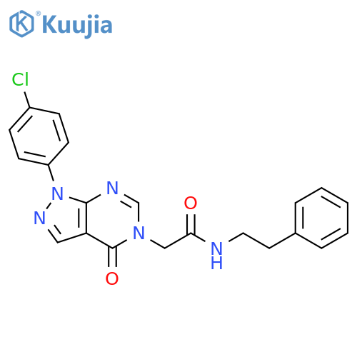 2-1-(4-chlorophenyl)-4-oxo-1H,4H,5H-pyrazolo3,4-dpyrimidin-5-yl-N-(2-phenylethyl)acetamide structure