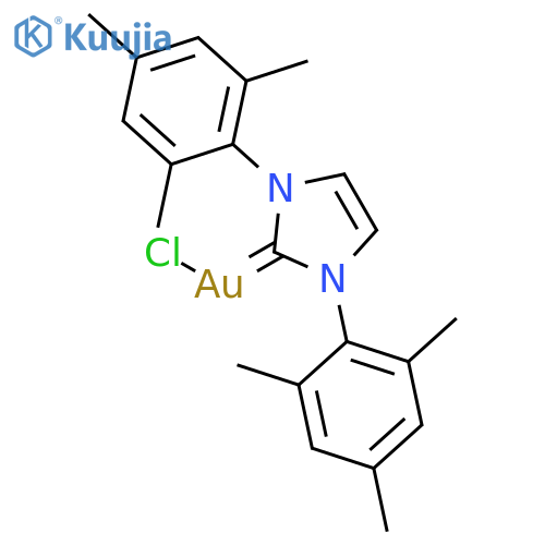 GOLD, [1,3-BIS(2,4,6-TRIMETHYLPHENYL)-2H-IMIDAZOL-2-YLIDENE]CHLORO- structure