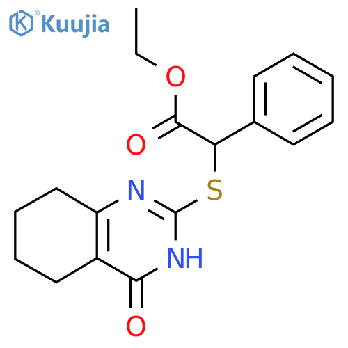 ethyl 2-(4-hydroxy-5,6,7,8-tetrahydroquinazolin-2-yl)sulfanyl-2-phenylacetate structure