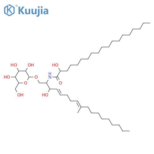 2-Amino-9-methyl-4,8-octadecadiene-1,3-diol; (2S,3R,4E,8E)-form, N-(2R-Hydroxynonadecanoyl), 1-O-β-D-glucopyranoside structure